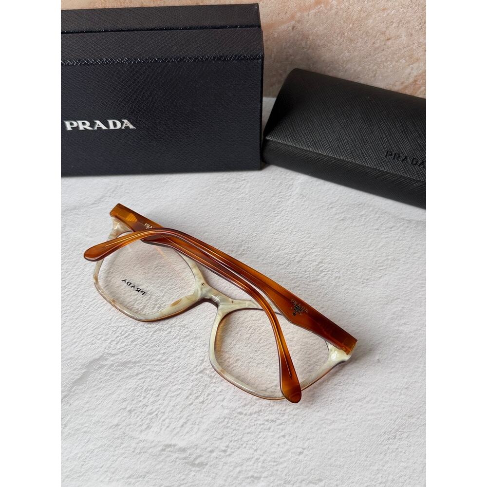 NEW Prada PR09U Eyeglasses Frames in Brown Cat Eye - Picture 3 of 7